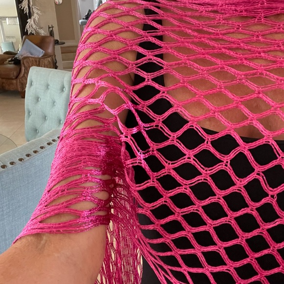 Tik Tok pink fishnet, Scarf NWT - Picture 5 of 10